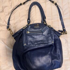 Coach Madison Lindsay Exotic Peacock Embossed Satchel